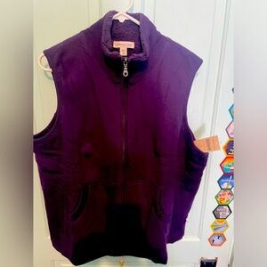 Cold water Creek Zip Front Sherpa lined vest 1x